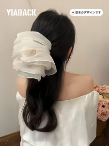 Black Double Layer Organza Hair Ties French Style Low Ponytail Hair Bands Fashionable Korean Style Hair Accessories Viaback
