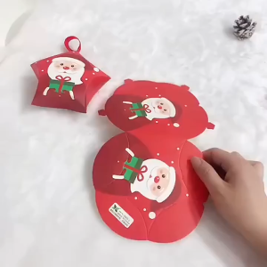 10PCS Christmas Candy Gift Box Xmas Party Gift Box with Ribbon Star Packaging Box for Gifts Souvenirs Wedding Birthday Candy