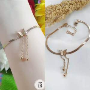Gelang Untuk Wanita Remaja Rantai Belut Pipih Titanium Kupu-Kupu CXB410