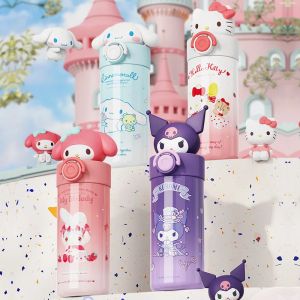 Sanrio Straw Thermos Cup/Kuromi /Hello Kitty/Cinnamoroll/Stainless Steel Insulated Bottle kids travel mug Girl Christmas Gift