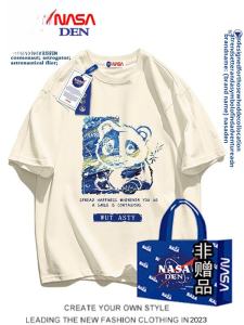 NASA Joint Name Heavy Weight Pure Cotton Summer Short-Sleeved T-shirt Men and Women Couple Casual Loose Top Wear American Heavy Weight