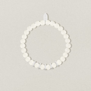 White Jade Round Beads Womens Bracelet