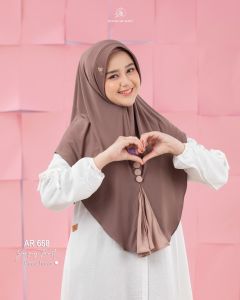 ARRAFI Hijab Instan AR 668 Jersey Premium Polos Pet Antem Kombinasi Kain Warna Daily