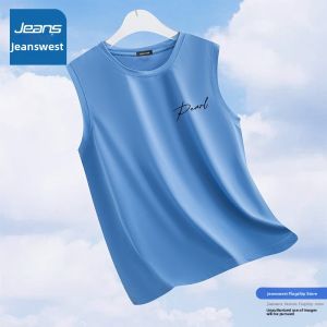 Jeanswest Mens Ice Silk Vest Summer 2025 New Sport Fitness Sleeveless T-Shirt Loose Fit Youthful Popular Polyester Fiber