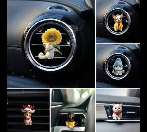 Cute Cartoon Kitten Ventilation Clip Car Air Freshener Car Air Conditioner Air Outlet Aroma Diffuser Auto Interior Decoration