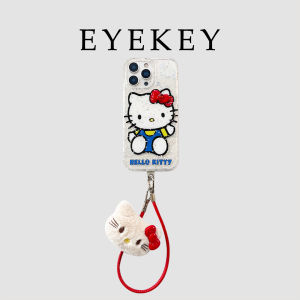 Cute Cartoon Kitty Phone Case  16 pro Max Full Cover Protective Shell Girl Style Anti-Fall Soft Silicone Butterfly Knot