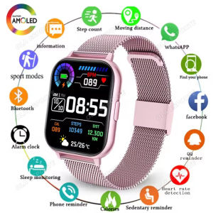 For Men Women Smart Watch AMOLED Screen Bluetooth Call Fitness Clock Sports Watches Heart Rate Sleep Monitoring Message Preview