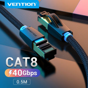 Vention Dây cáp mạng Lan Cat8 40Gbps RJ45 SFTP 1M 2M 3M 5M 8M cho PC Laptop Wifi Router Cat 8 Cáp Ethernet Cotton Braided Internet Cable