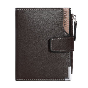 Portefeuille court en cuir PU pour hommepoche a fermeture eclair porte-cartesporte-photo.porte-monnaie masculinmarque deuxe