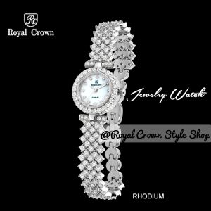 นาฬิกาผู้หญิง Royal Crown ( แท้100%) นาฬิกาประดับเพชรสีเงิน&สีโรสโกลด์หน้าปัดขาวมุกสวยหรูระบบถ่านกันน้ำจัดส่งพร้อมกล่องครบมีบัตรับประกัน1ปี