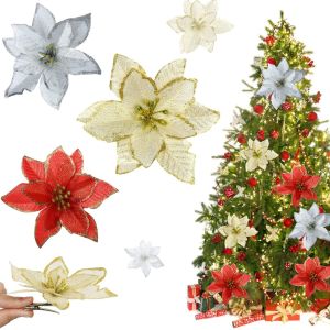 5/10 Cái Hoa Giáng Sinh Nhân Tạo 13cm Có Kim Tuyến Hoa Giáng Sinh Bằng Lụa Đồ Trang Trí Giáng Sinh Cho Cây Thông Trang Trí Nhà Năm Mới Hoa Hồng Giả Để Trang Trí Lễ Hội