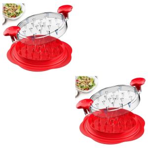 (Manila Ship) HLINKEY Chicken Shredder Tool Twist Meat Puller 180 Degree Open Lid Visible Window Non Slip Base BPA Free Kitchen Gadget For Pork Beef Chicken Black Red