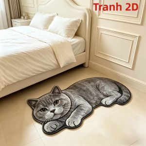 Thảm Trải Sàn Hình Mèo Dễ Thương VIKAMA Thảm Lót Sàn Mềm Mại Chống Trượt Để Sử Dụng Trong Nhà Ngoài Trời Trang Trí Phòng Tắm Chống Trơn Trượt Mút Hoạt Tính Polyester