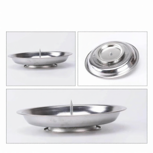 Wooden Base Platform for Moxibustion Stick And Mugwort Stick Holder Circular Design Stainless Steel Heat Conductor Mugwort Strip Tray