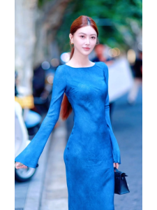 DANTING | Spring Stylish Blue Slim Fit Dress