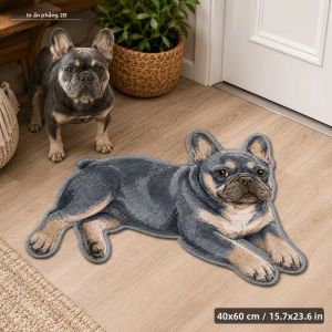 Thảm Trải Sàn Hình Chó Bulldog Pháp Mềm Mại VIKAMA Chống Trơn Trượt Thiết Kế Dễ Thương Hình Chó Nằm Dùng Cho Phòng Ngủ Trang Trí Nhà Cửa Thảm Cạnh Giường Ngủ Thoải Mái