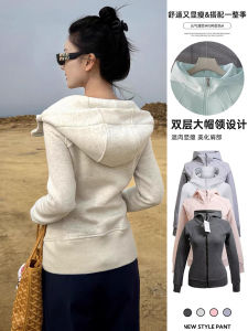 เสื้อแจ็คเก็ตสตรีทรงสลิมฟิต 2025 ฤดูใบไม้ร่วง/ฤดูหนาว ใหม่ ฮู้ด วิ่ง แจ็คเก็ตสีชมพู แจ็คเก็ตคาร์ดิแกน ขนแกะ ชุดแฟชั่นต้นฤดูใบไม้ร่วง