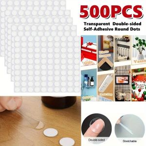 500pcs Waterproof Adhesive Dots - Double-Sided Tape Tube Pack for Plastic Synthetic Rubber Strong Viscosity Traceless & Reusable Sticky Pads for Labeling & Organizing