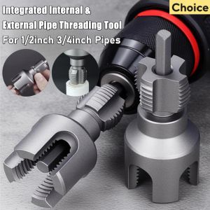 1/2 inch 3/4 inch Integrated Internal External Pipe Threading Cutting Tool Electric Drill Compatible PVC Pipe Threader Kit