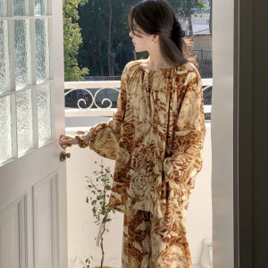 Bộ Đồ Ngủ Lụa Cotton Rộng Rãi Cho Nữ Bộ Đồ Mặc Nhà Phong Cách Trung Hoa Giản Dị Bộ Đồ Ngủ Cotton Lụa Mỏng Mùa Xuân Thu