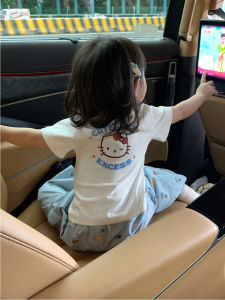 HelloKitty Cotton Childrens T-shirt Baby Casual Short Sleeve Summer Thin Model Photography White Top for Girls Age 2-10