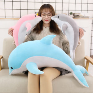 Creative down cotton dolphin doll large couple throw pillow plush toy ocean swimming pool girls gift