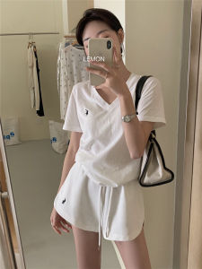 Pure Cotton Sports Shorts Set for Women Summer Lightweight Quick-Dry Casual Fashion Two-Piece Set with Short Sleeve Top