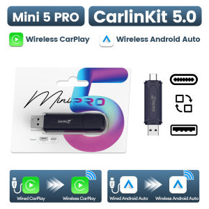 CarlinKit 5.0 2air & Mini 5 Pro Wireless Android Auto & CarPlay Wireless Adapter 2.4Ghz & 5.8Ghz WiFi Auto Connect OTA Update