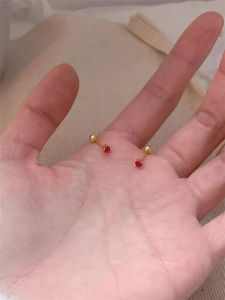 Mini Invisible Pink Zircon Womens Earrings Elegant Small Fashion Jewelry Simple Match All High-End Sensation Ear Rings