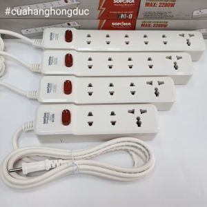 Ổ cắm điện 3 lỗ 4 lỗ 5 lỗ 6 lỗ 2200W lõi sứ có dây có công tắc 3M2 4M2 5M2 6M2 SOPOKA