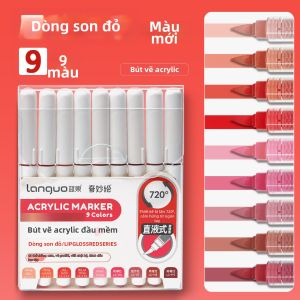 Languo | Bút Vẽ Mềm Đầu Nhựa Acrylic Tan Trong Nước Đựng Được Không Chảy Màu