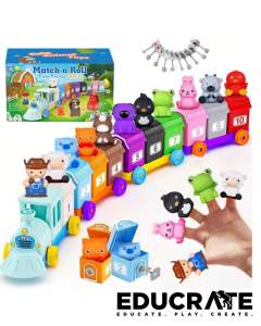 educratePH Farm Number Train Toy for Match & Roll Learning Train Animals Keys & Number House