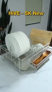 Giá úp chén bát HIVE SK 1 tầng inox cao cấp