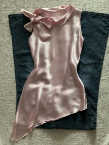 Cherry Little Language Original American Retro Pink Sleeveless Top Fashionable High-End Feelings Summer Casual Polyester Blend