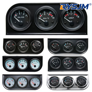 RYSJM | 52MM 3 In 1 Oil Pressure Gauge + Volt meter + water temp gauge Kit Volt meter with sensor Oil Temperature Gauge Triple Meter