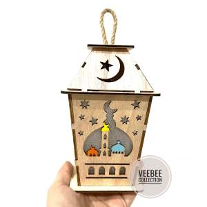 Lampu Lentera kayu lebaran idul fitri/ Wooden Lantern Lamp/ lampu hias lebaran idul fitri