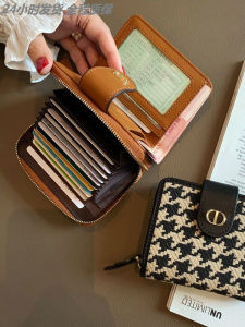 Ví Nữ Ngắn Gấp Thanh Lịch Họa Tiết Kẻ Caro Thời Trang Xuân 2022 Ví Nữ Đa Năng Chất Liệu PU Khóa Kéo Mới