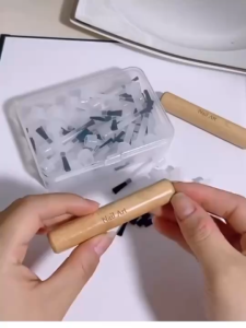 ชุดใส่แปรงทาเล็บแบบไม้ พร้อมปากกาสองหัวสามารถเปลี่ยนหัวเปลี่ยนแปรงเล็บ Liquid Applicators เครื่องมือทําเล็บใหม่