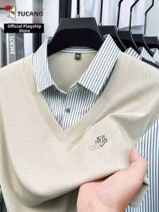 TUCANO | Striped Two-layer Shirt Collar Knitwear for Spring and Autumn