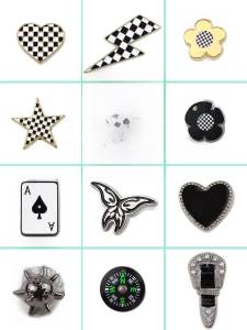 หัวเข็มขัดรูปผีเสื้อสีดำโลหะสำหรับรองเท้า Crocs ใหม่พร้อมอุปกรณ์เสริมหัวเข็มขัดแบบสวมใส่สบายสำหรับฤดูใบไม้ผลิปี 2024