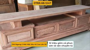Tủ Kệ tivi Sofa gỗ hương đá 200x42x55kệ kê tivi / Đồ Gỗ Thưởng Lan bày đồ