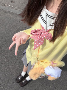 หลวม แขนยาว คอวี ถัก คาร์ดิเกน ผู้หญิง แจ๊กเก็ต ฤดูใบไม้ร่วง ชุดนักเรียนสไตล์ญี่ปุ่นต้นๆ ไก่เหลือง Jk เสื้อสเวตเตอร์