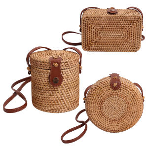 Lightweight Handwoven Rattan Shoulder Bag for Women Small Crossbody Bag for Travel and Casual Wear