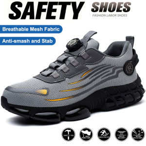 Indestructible Steel Toe Work Shoes for Men Women Rotating Button Safety Shoes Lightweight Construction Work Safety Shoes