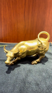 Fengshui Wall Street Charging Bull Bronze Copper Brass Good Luck Wealth Success Prosperity Strength