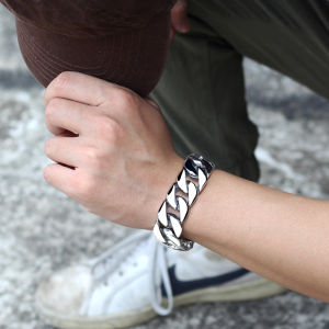 Fashionable Titanium Steel Cuban Bracelet for Men Hip Hop Trendy Party Wearing Non Fading Polished Surface Punk Style Accessory
