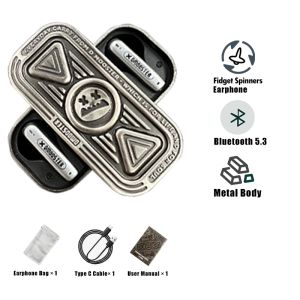 Dmooster D15 Kim Loại Không Dây Kép Xử Lý Tai nghe bluetooth 5.3 Xoay Spinner xu hướng thời trang retro bạn trai và bạn gái Món Quà Sinh Nhật