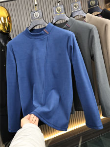 Áo Thun Nam Tay Dài Màu Trơn Thời Trang Mùa Đông Thường Ngày Cổ Tròn Dáng Rộng AB Face Self Heating Velvet Color Block Knit Band