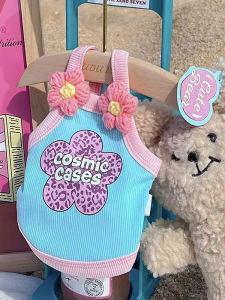 Summer Thin Ice Silk Vest Dog Clothes Cats Anti-Fall Hair Breathable Small Dogs Pet Apparel Cotton Casual Style Printed Pattern