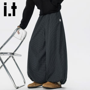 izzue | American Retro Lazy Checkered Wide Leg Trousers